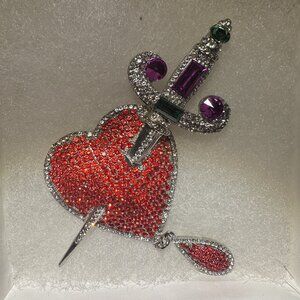 Vintage 1940's Heart and Sword Dagger Brooch Pendant | Curio | Antique | Gothic